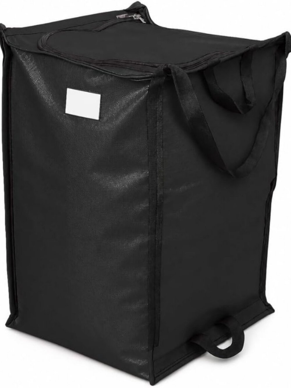 XL 48-Gallon Heavy Duty Zipper Top Storage Tote Bags - Durable, Black Organizer